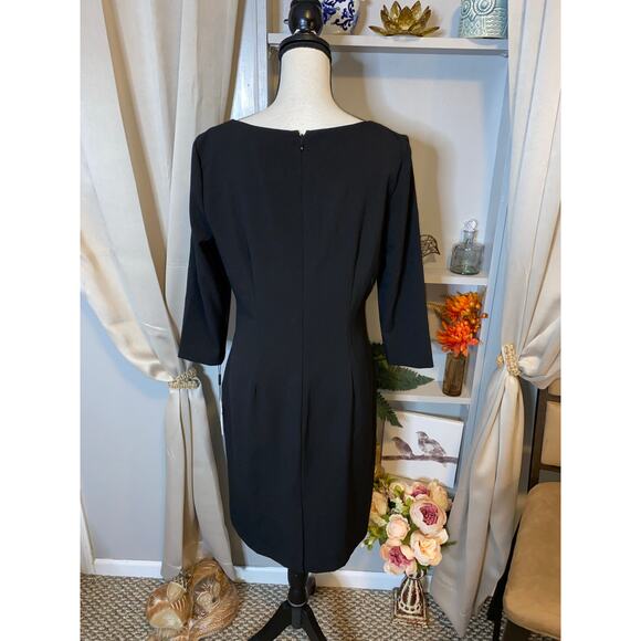 NWT $89.98 size 10 Black Back Zip Calvin Klein 3/4 Sleeves Dress - Picture 2 of 12